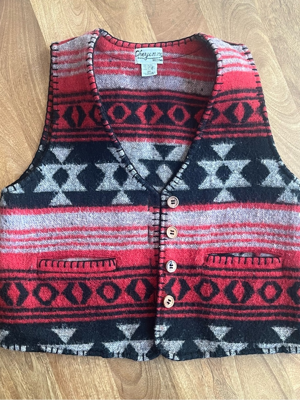 Vintage Cheyenne Autumn Southwestern Blanket Vest Boho Western